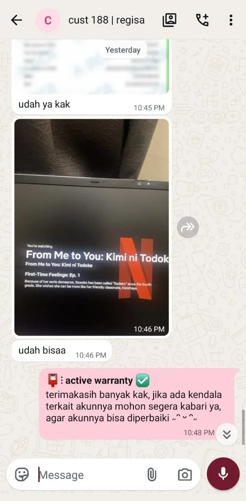 Testimoni Pembelian Netflix All Device